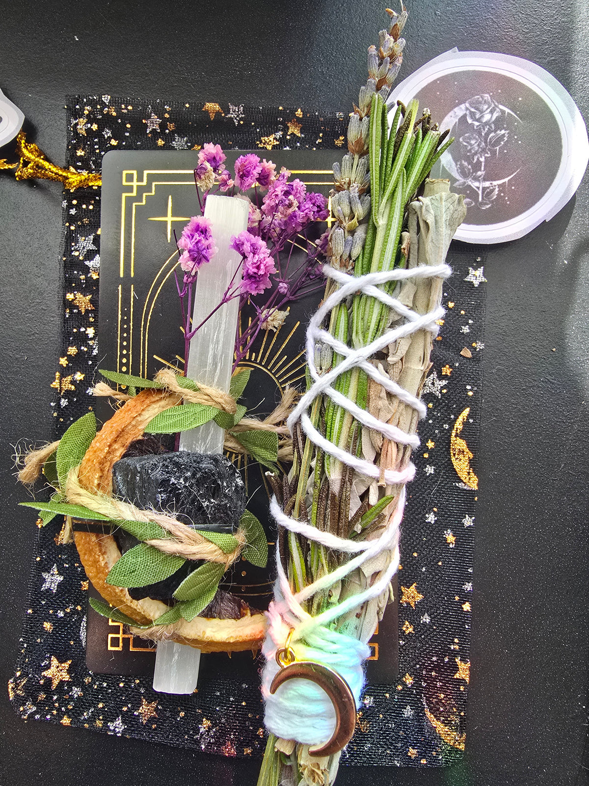Smudge Cleansing Bundle// with Selenite wand and Black Tourmaline