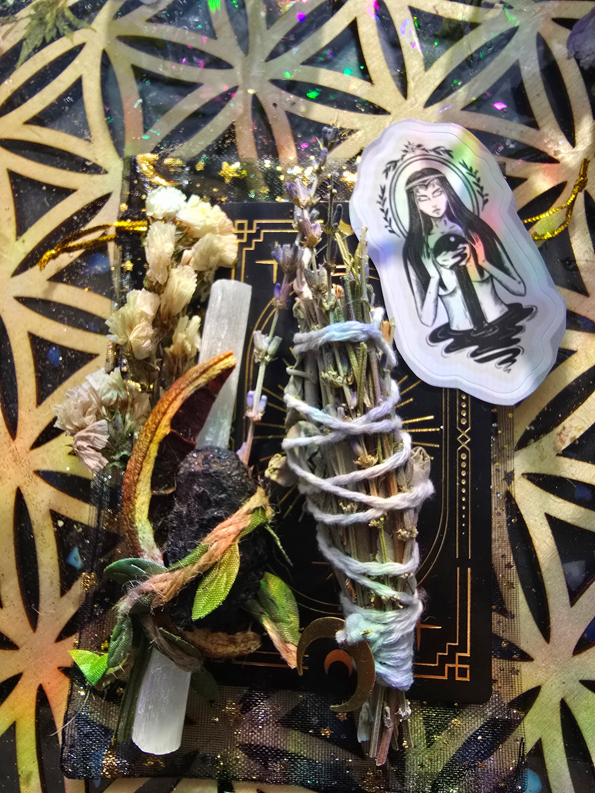 Smudge Cleansing Bundle// with Selenite wand and Black Tourmaline