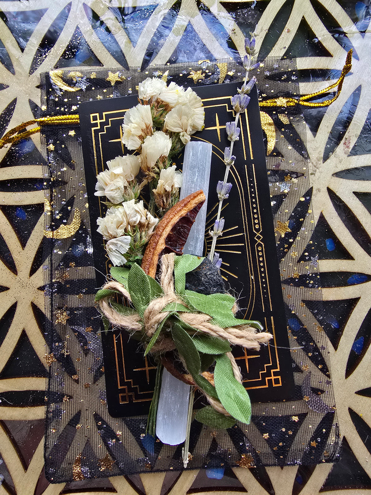 Smudge Cleansing Bundle// with Selenite wand and Black Tourmaline